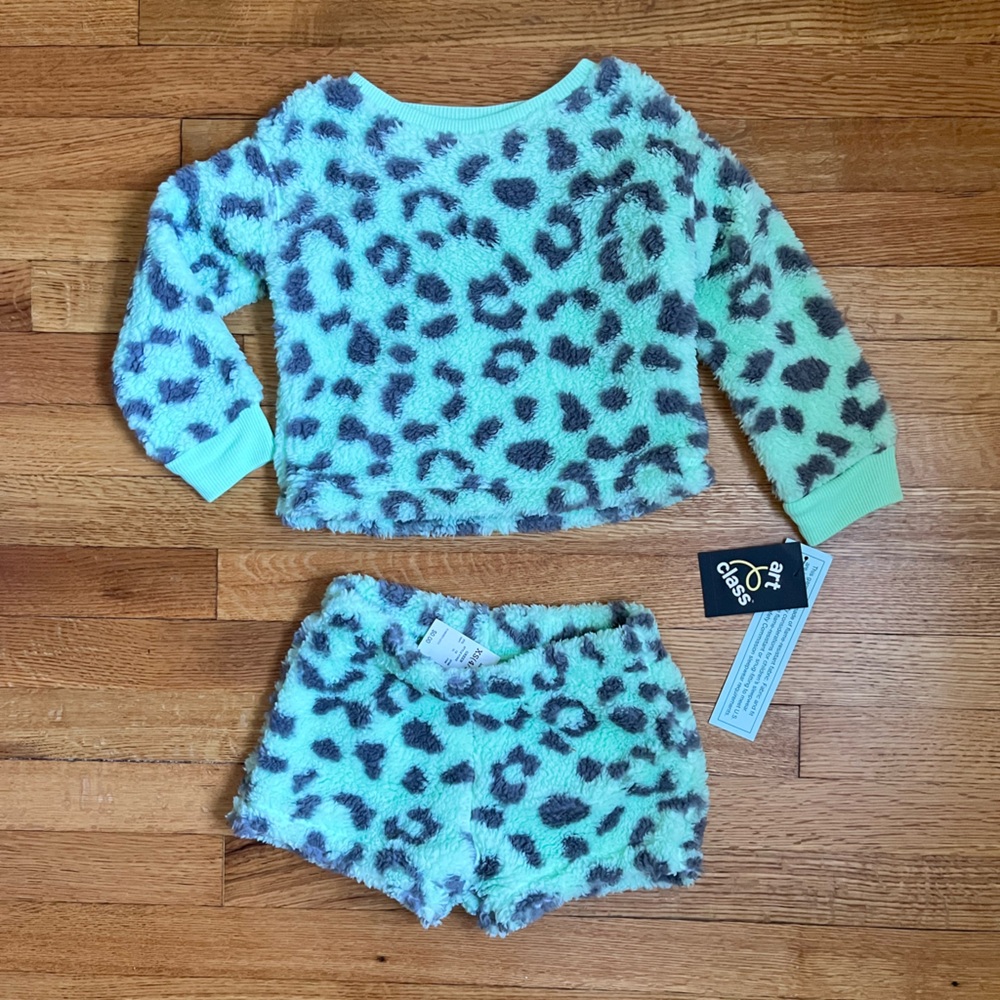 Art Class Mint Leopard Short and Long Sleeve Set, XS, Girls